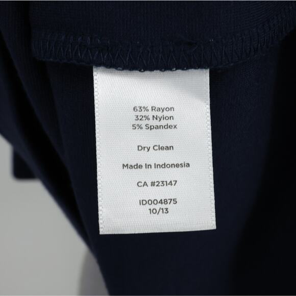 Talbots Dress Plus Size 16W Navy Blue Ivory Stretch Knit Back Zip Midi Career - Picture 14 of 14